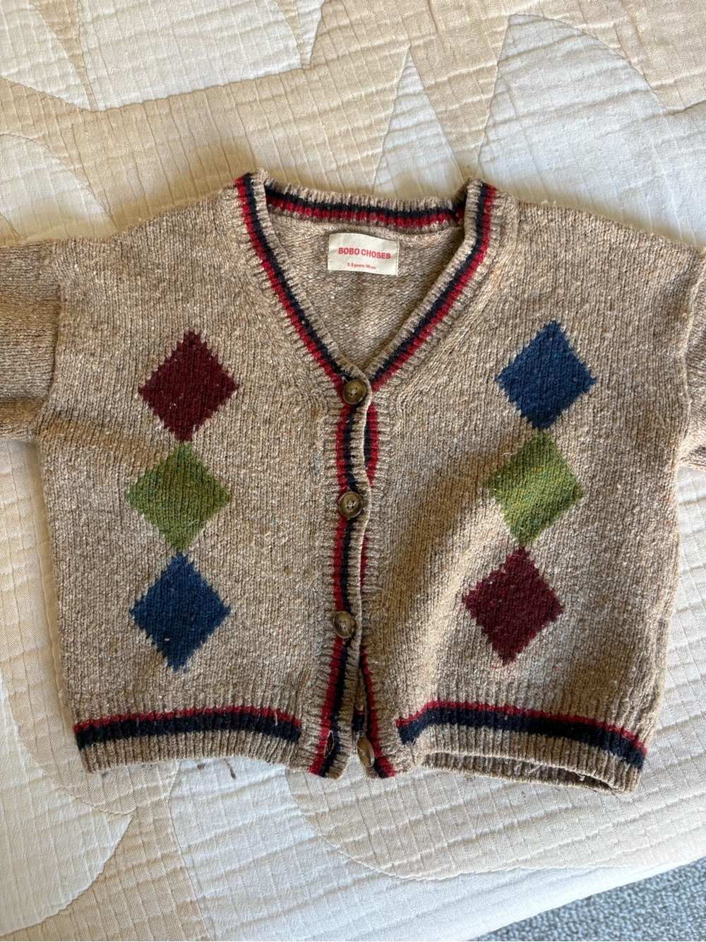 Bobo Choses Argyle Knit Cardigan